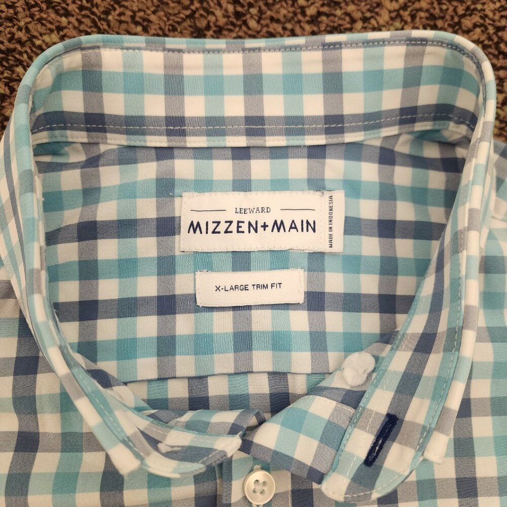 Mizzen + Main Cooley Short Sleeve Trim Fit Size XL Performance Stretch Button - Picture 3 of 8